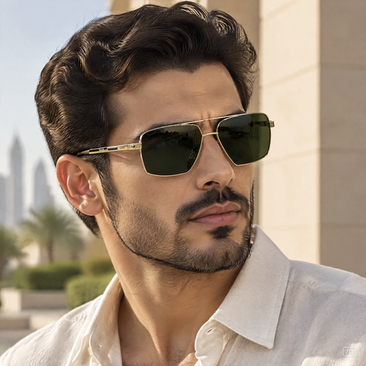 Prestige Classic Series | نظارة شمسية مربعة كلاسيكية - إطار معدني فاخر - عدسات UV400 مضادة للانعكاس #32