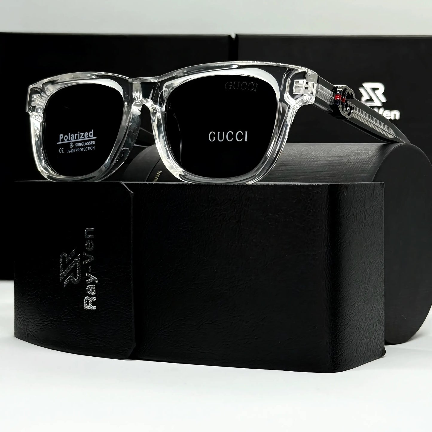 Polarized Acetate Signature | نظارة شمسية مربع فاخرة - عدسات مستقطبة UV400 - إطار أسيتات بمفصلات مميزة #35