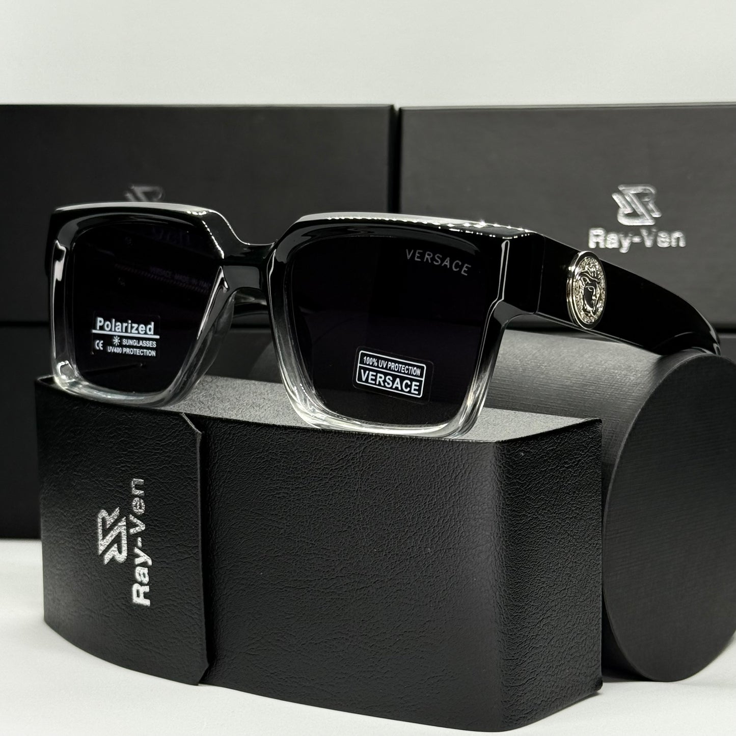 Polarized Bold Elite | نظارة شمسية مربع فاخرة - عدسات مستقطبة UV400 |إطار أسيتات بشعار جانبي مميز |39