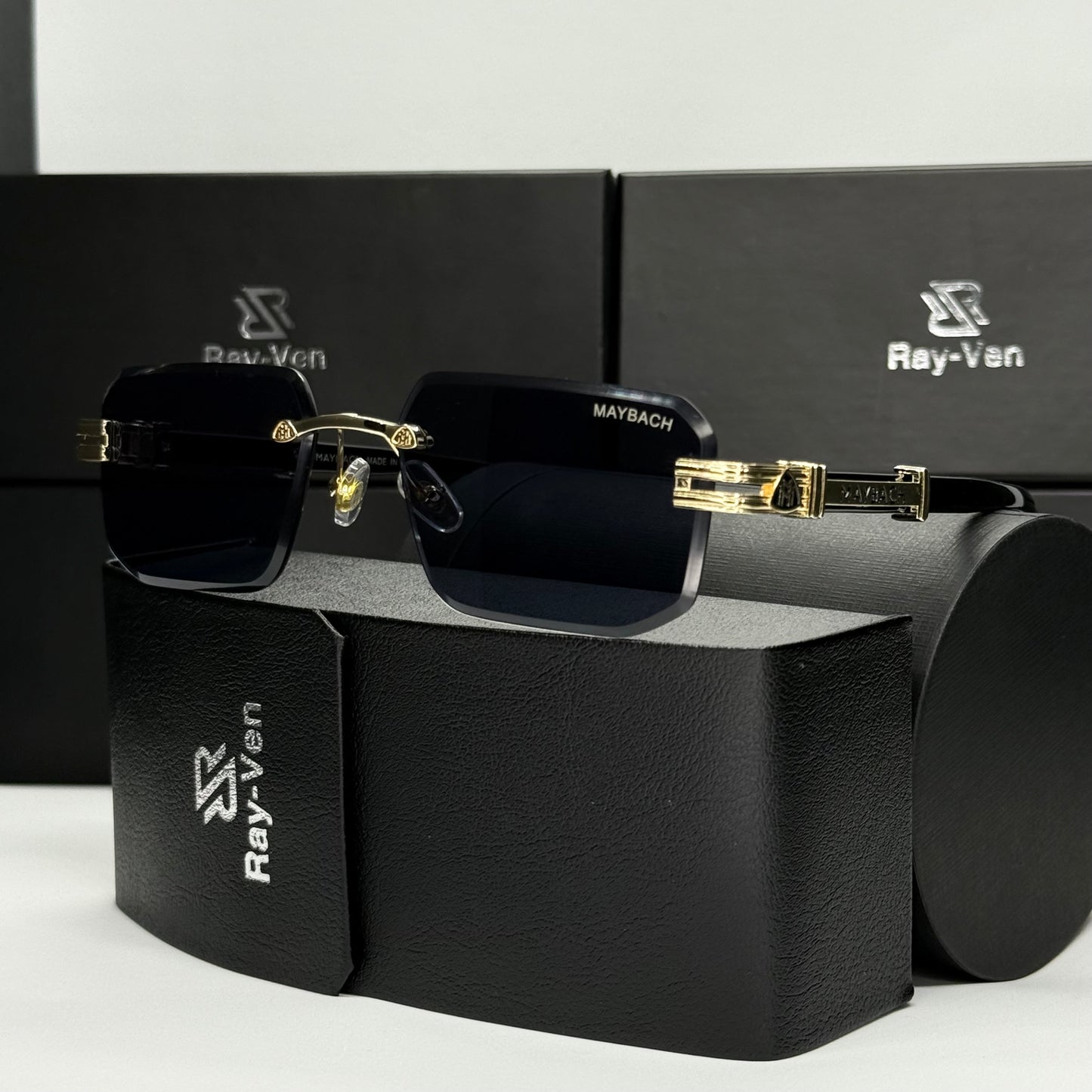 Rimless Luxury M-Emblem | عدسات متدرجة UV400  |42| نظارة شمسية بدون إطار فاخرة