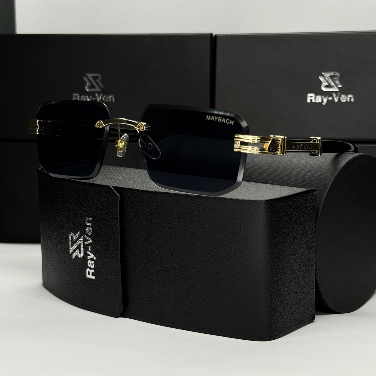 Rimless Luxury M-Emblem | عدسات متدرجة UV400  |42| نظارة شمسية بدون إطار فاخرة