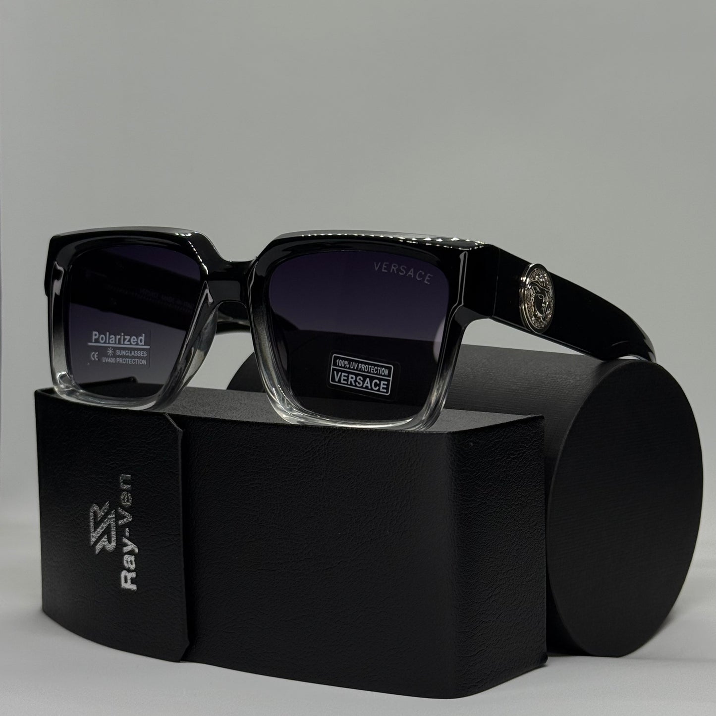 Polarized Bold Elite | نظارة شمسية مربع فاخرة - عدسات مستقطبة UV400 |إطار أسيتات بشعار جانبي مميز |39