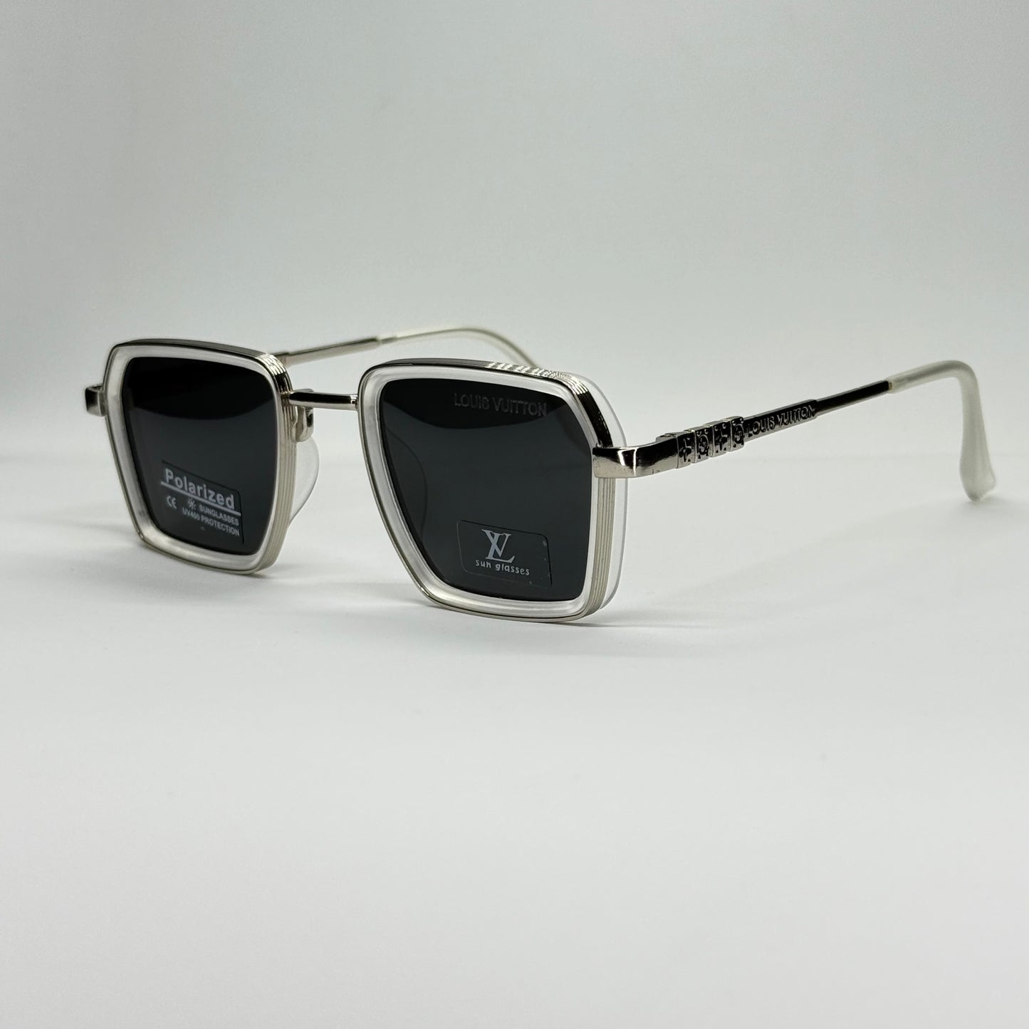 Polarized LV Elite - نظارة شمسية مربع فاخرة - عدسات مستقطبة |41| إطار أسيتات بمفصلات سوستة