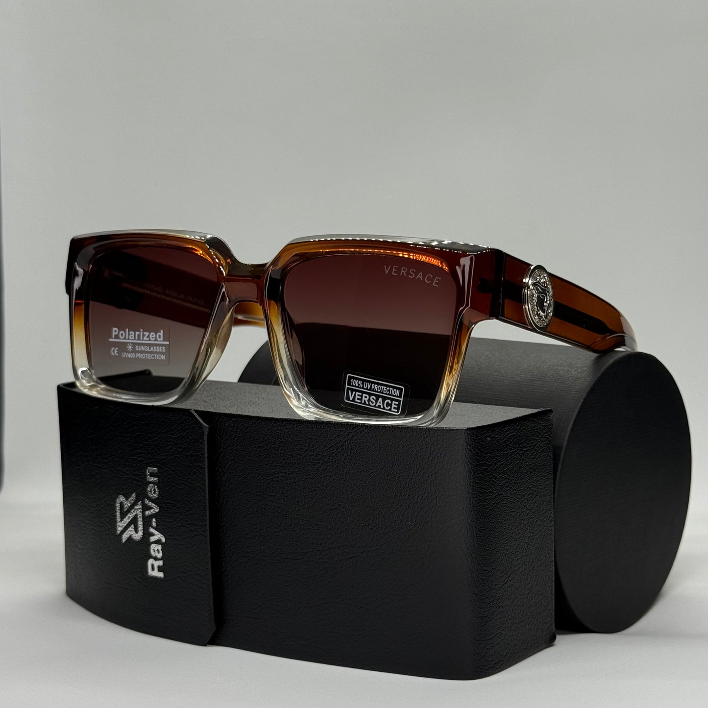 Polarized Bold Elite | نظارة شمسية مربع فاخرة - عدسات مستقطبة UV400 |إطار أسيتات بشعار جانبي مميز |39