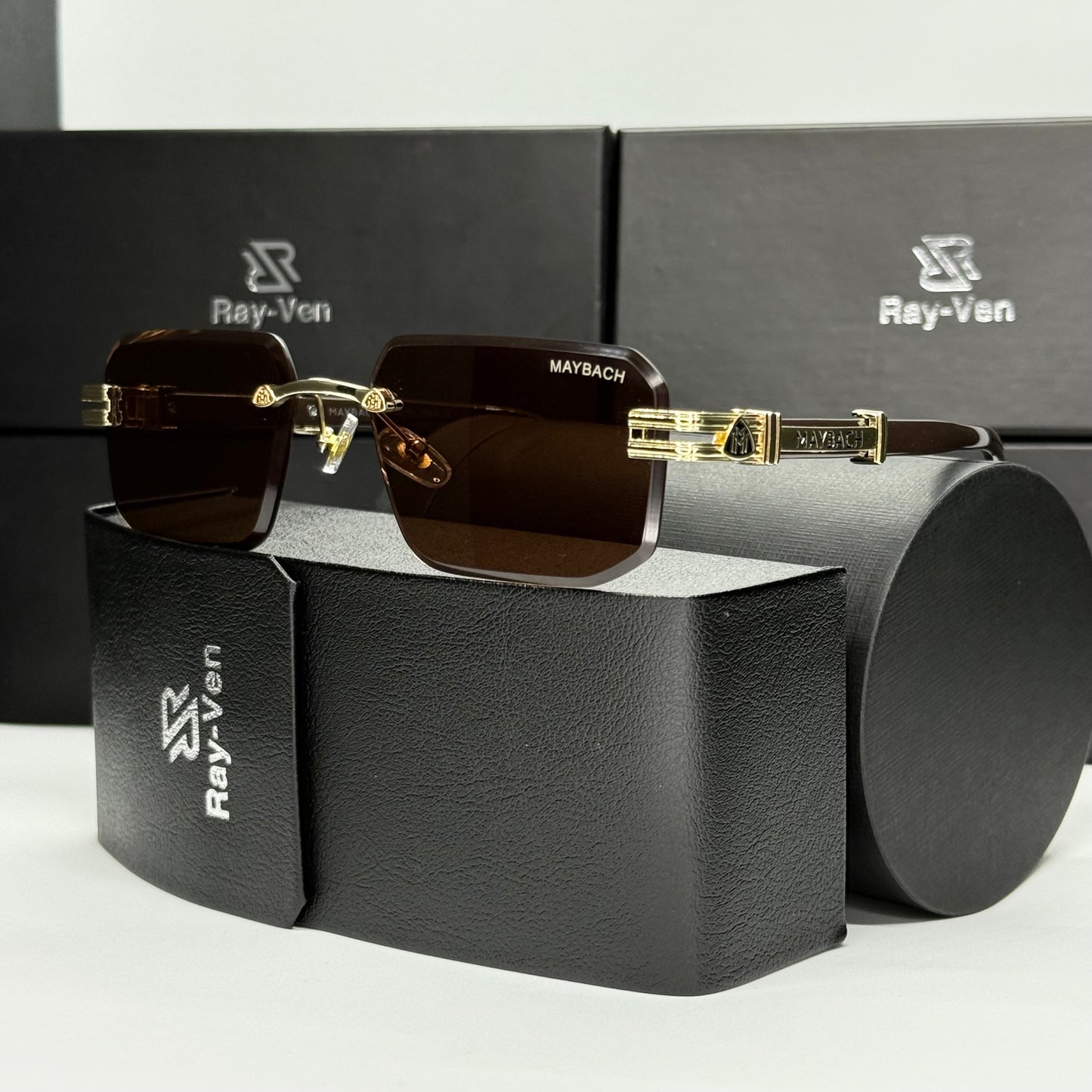 Rimless Luxury M-Emblem | عدسات متدرجة UV400  |42| نظارة شمسية بدون إطار فاخرة