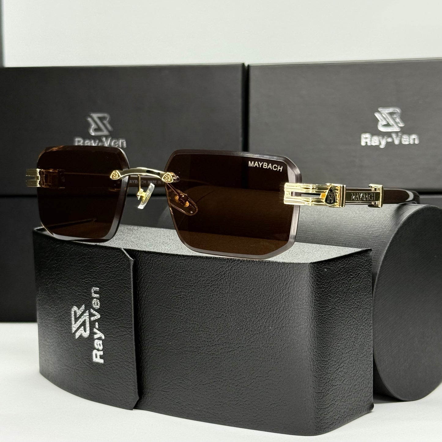 Rimless Luxury M-Emblem | عدسات متدرجة UV400  |42| نظارة شمسية بدون إطار فاخرة