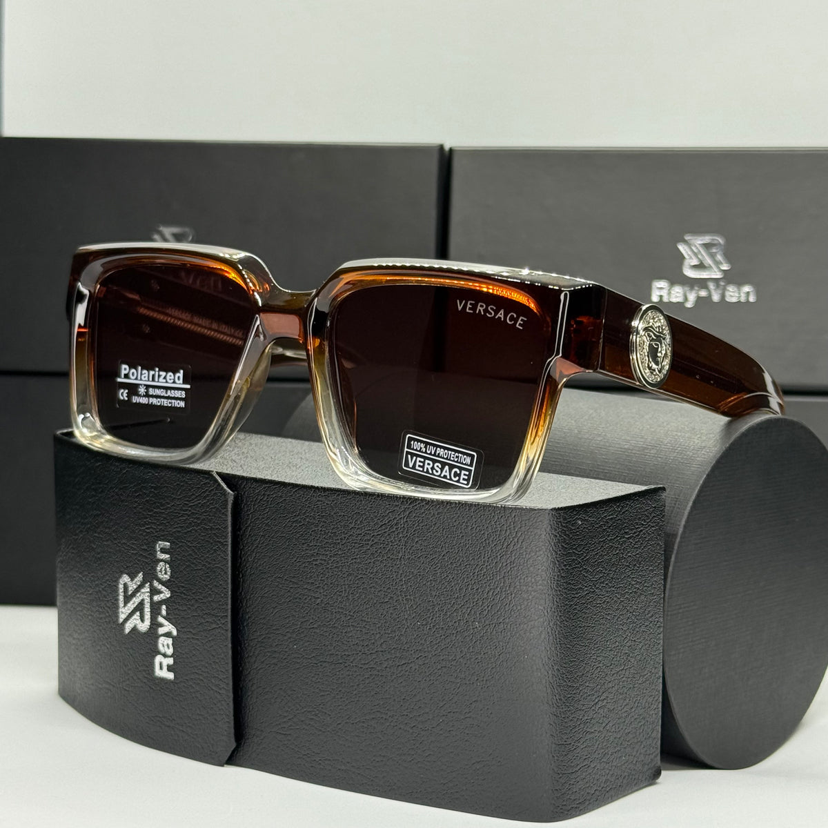 Polarized Bold Elite | نظارة شمسية مربع فاخرة - عدسات مستقطبة UV400 |إطار أسيتات بشعار جانبي مميز |39
