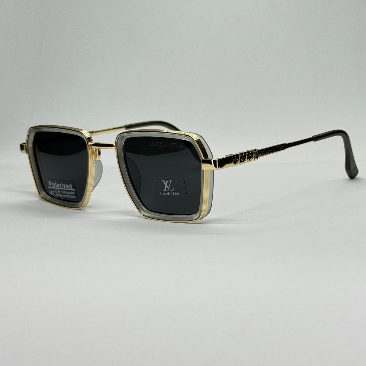 Polarized LV Elite - نظارة شمسية مربع فاخرة - عدسات مستقطبة |41| إطار أسيتات بمفصلات سوستة