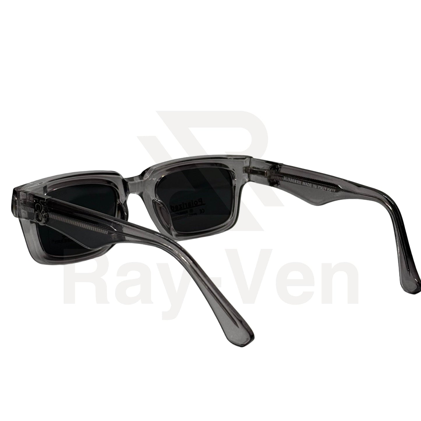 Crystal Smoke Polarized | نظارة شمسية مربع فاخرة - عدسات مستقطبة  - إطار أسيتات رمادي شفاف حصري