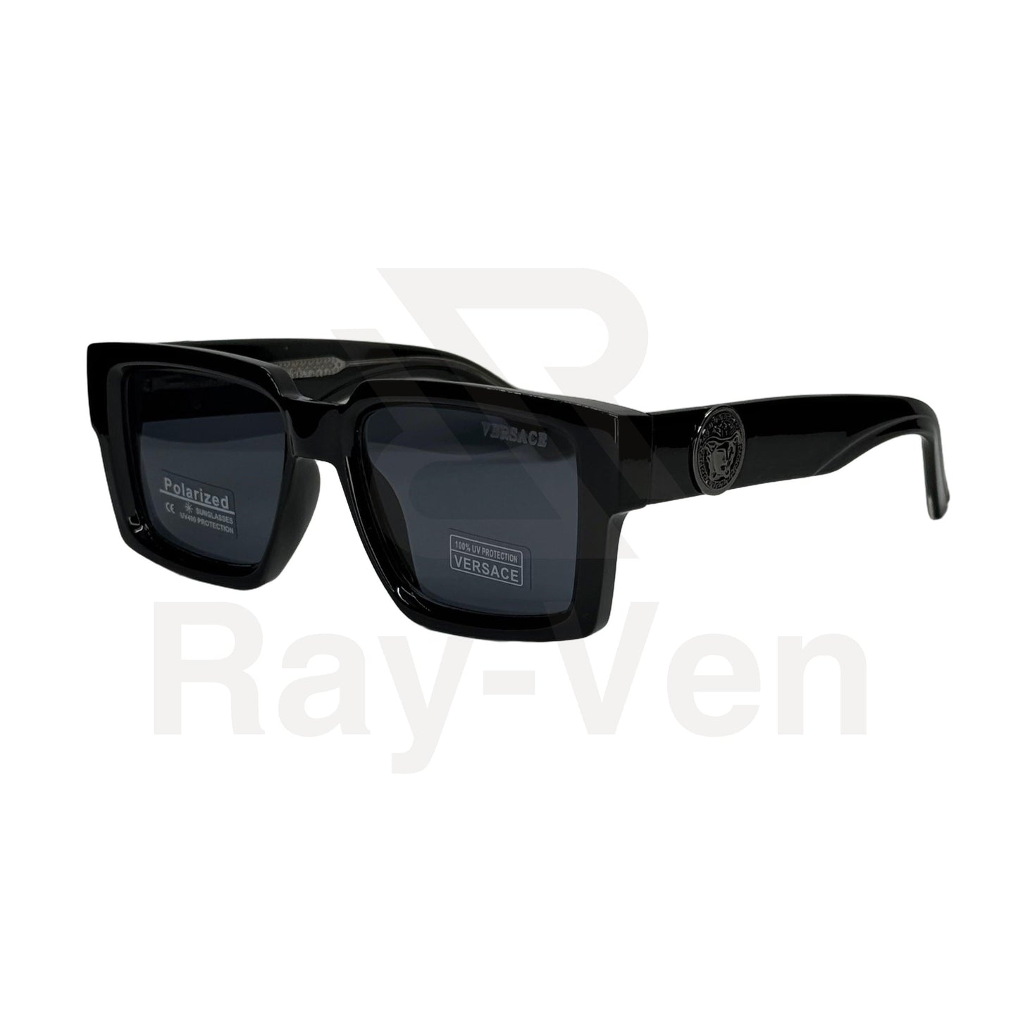 Polarized Bold Elite | نظارة شمسية مربع فاخرة - عدسات مستقطبة UV400 - إطار أسيتات بشعار جانبي مميز