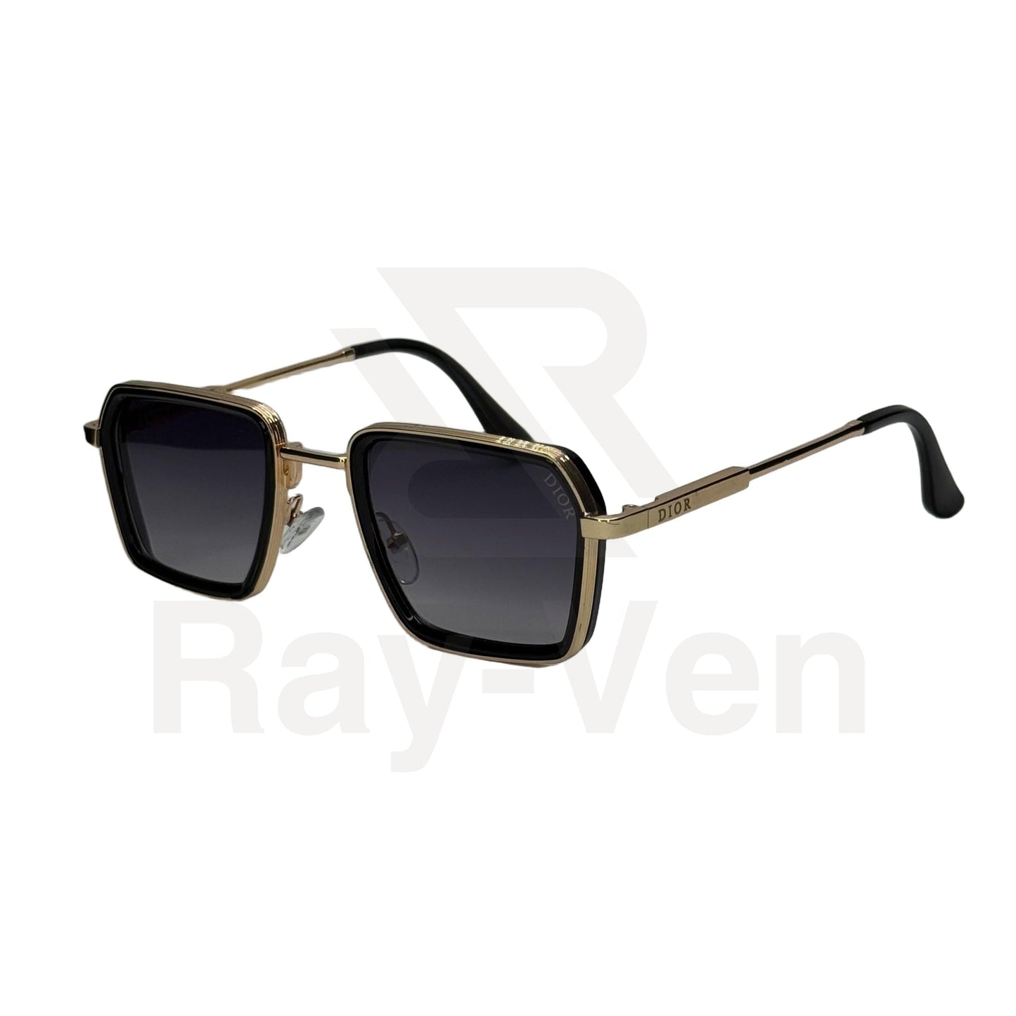 UV400 Luxury Combo | نظارة شمسية مربع فاخرة - عدسات UV400 متدرجة - إطار أسيتات ومعدن ذهبي #40