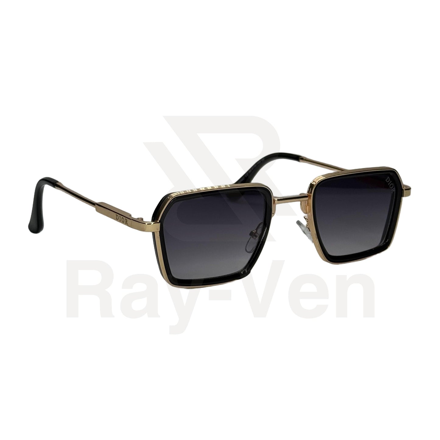 UV400 Luxury Combo | نظارة شمسية مربع فاخرة - عدسات UV400 متدرجة - إطار أسيتات ومعدن ذهبي #40