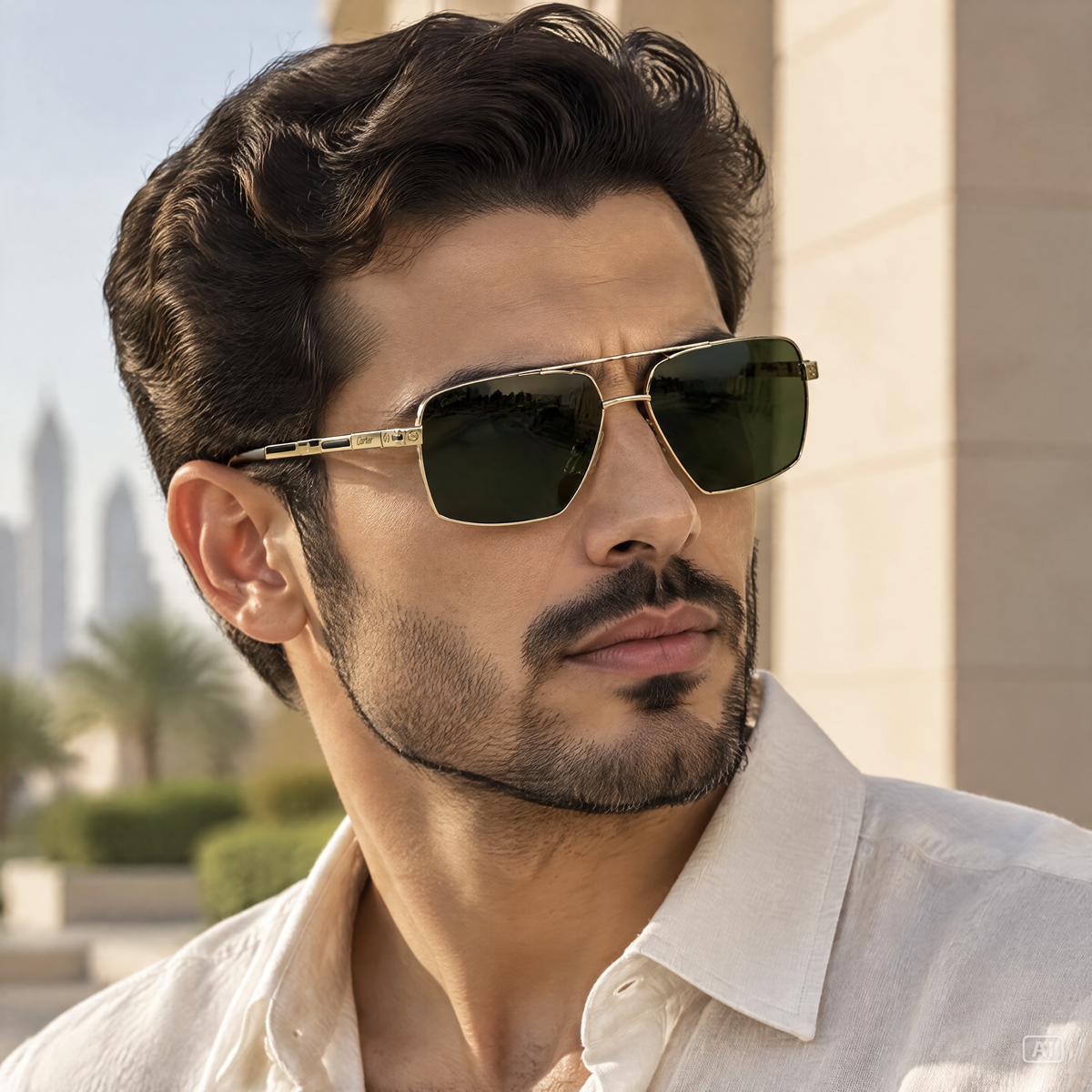 Prestige Classic Series | نظارة شمسية مربعة كلاسيكية - إطار معدني فاخر - عدسات UV400 مضادة للانعكاس #32
