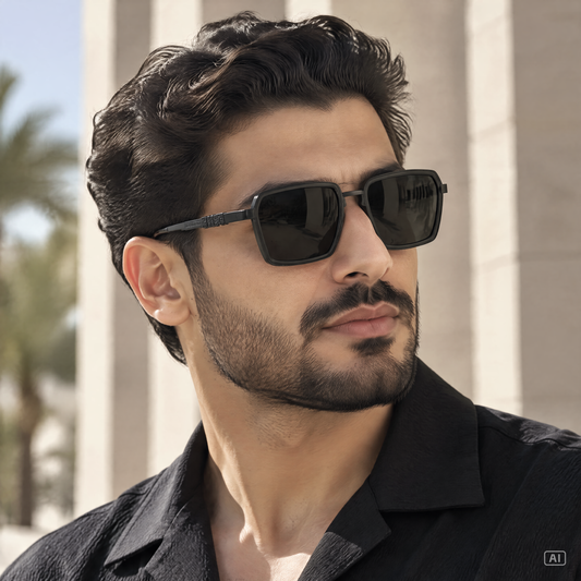 Polarized LV Elite - نظارة شمسية مربع فاخرة - عدسات مستقطبة |41| إطار أسيتات بمفصلات سوستة