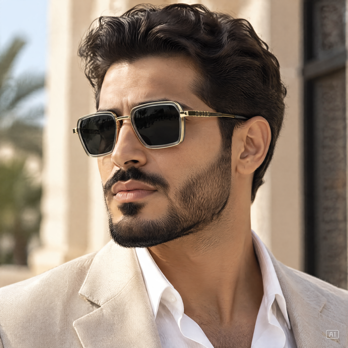 Polarized LV Elite - نظارة شمسية مربع فاخرة - عدسات مستقطبة |41| إطار أسيتات بمفصلات سوستة