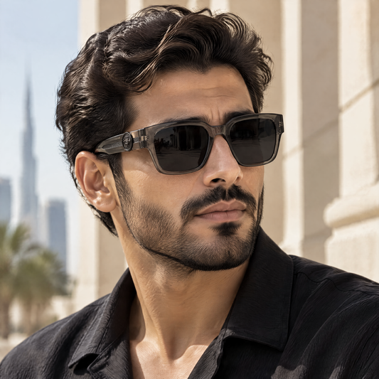 Polarized Medusa Elite | نظارة شمسية مربع فاخرة - عدسات مستقطبة |44| إطار أسيتات بشعار ميدوسا مميز