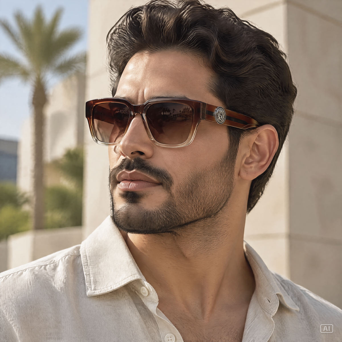 Polarized Medusa Elite | نظارة شمسية مربع فاخرة - عدسات مستقطبة |44| إطار أسيتات بشعار ميدوسا مميز