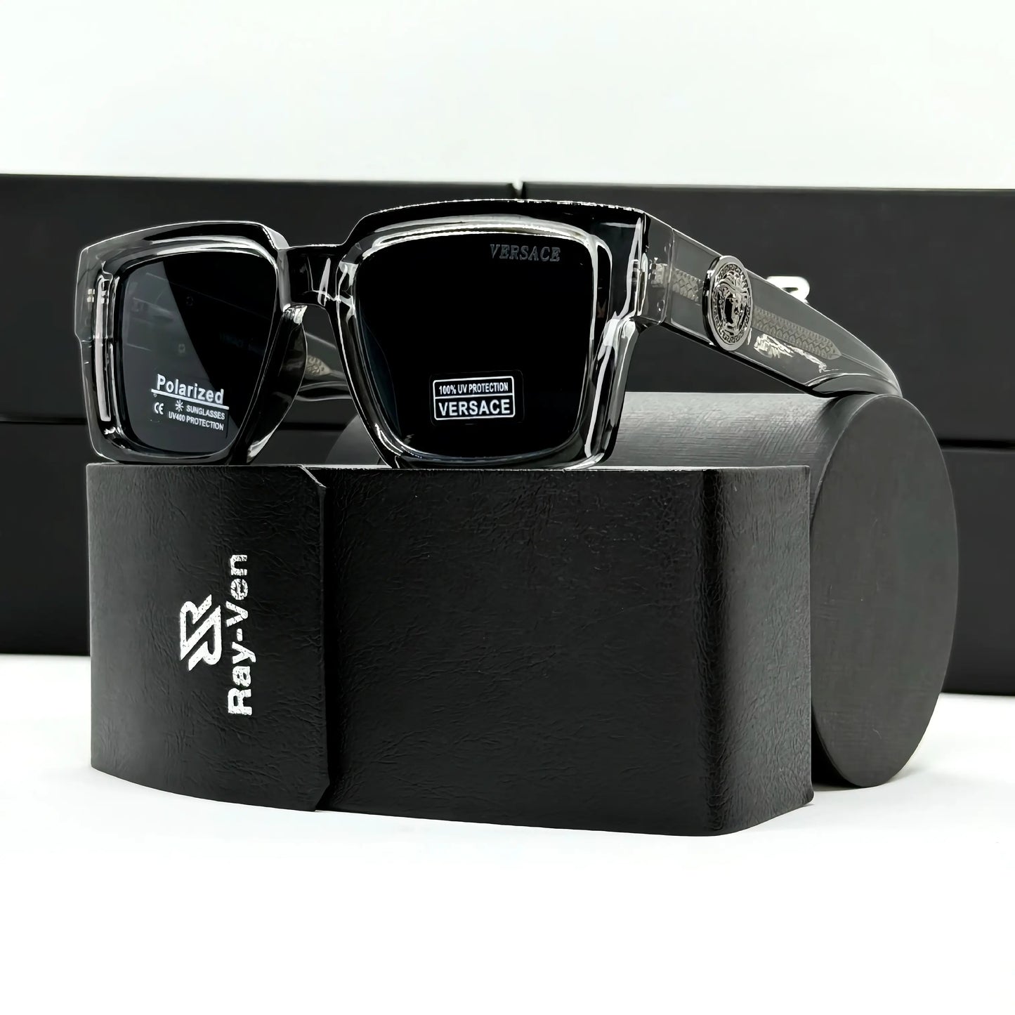 Polarized Bold Elite | نظارة شمسية مربع فاخرة - عدسات مستقطبة UV400 - إطار أسيتات بشعار جانبي مميز #39