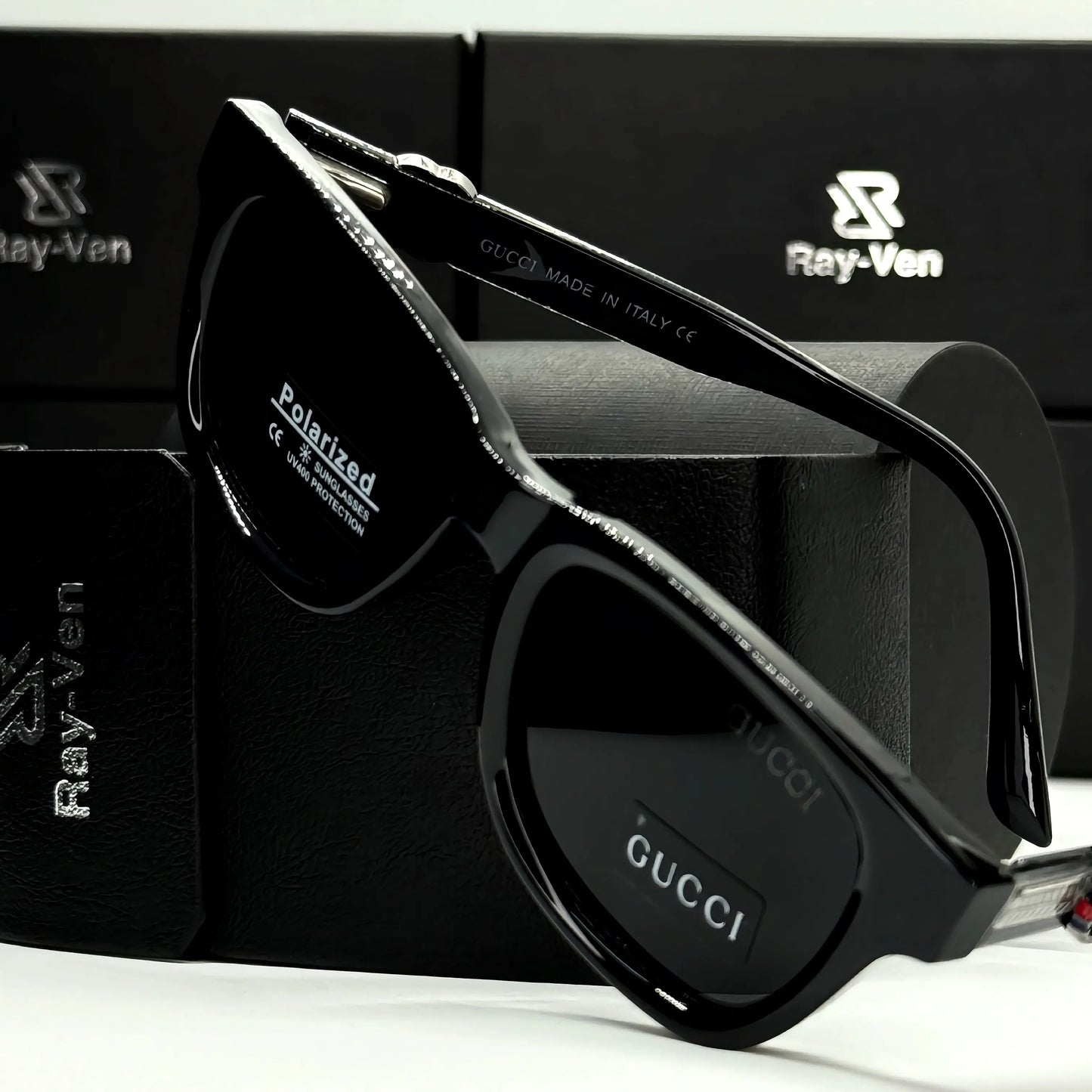 Polarized Acetate Signature | نظارة شمسية مربع فاخرة - عدسات مستقطبة UV400 - إطار أسيتات بمفصلات مميزة #35