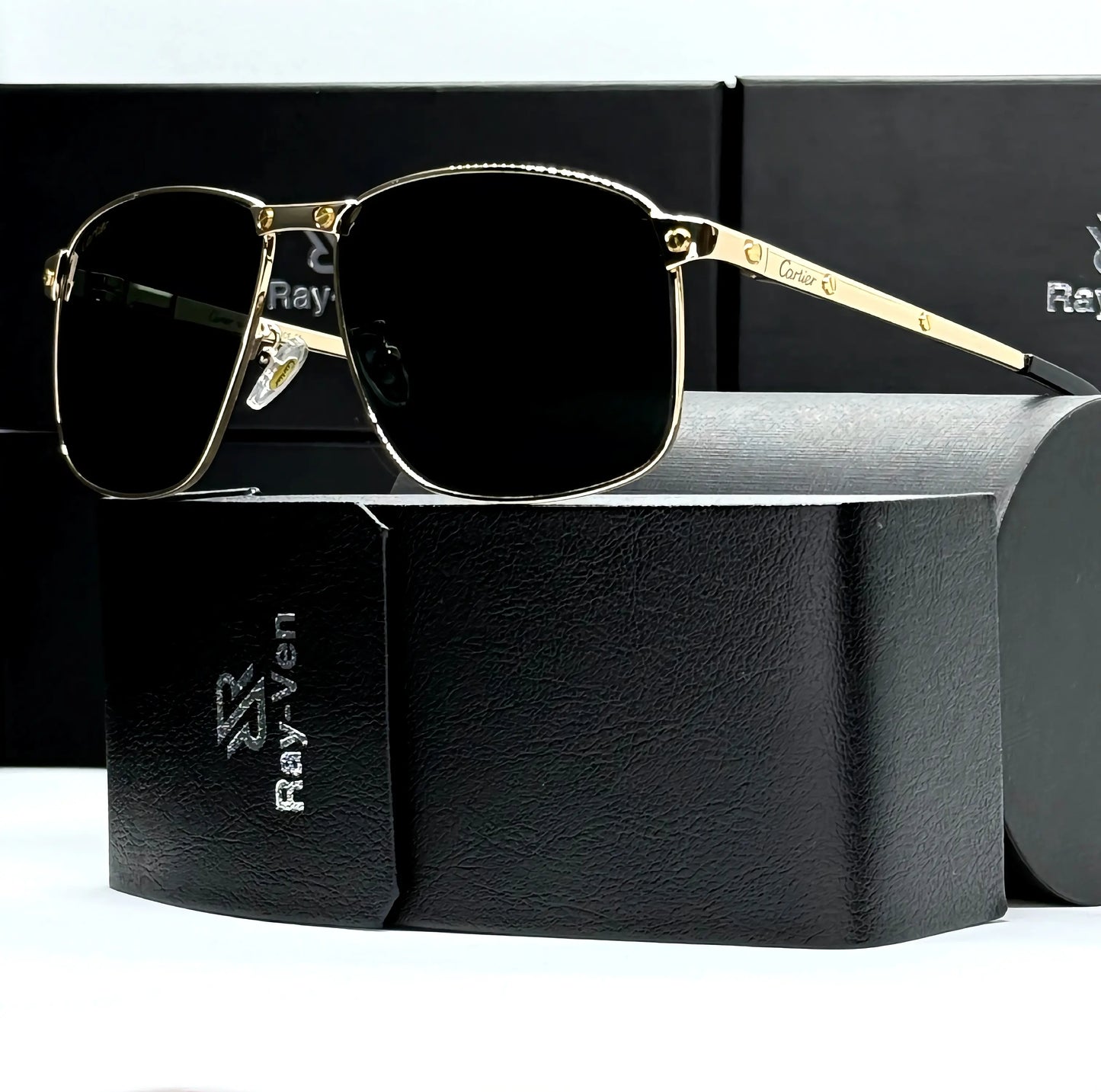 Signature Luxury Series | نظارة شمسية مربعة فاخرة - إطار معدني مميز - عدسات UV400 مضادة للانعكاس #31