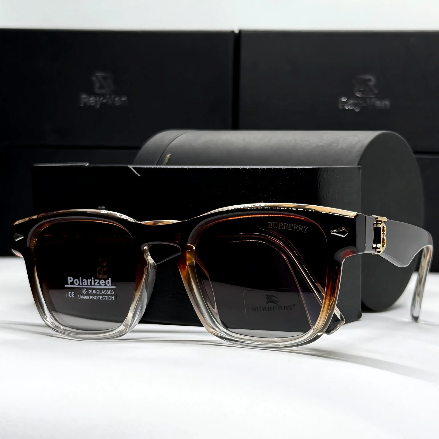 Polarized Premium Icon | نظارة شمسية مربع فاخرة - عدسات مستقطبة UV400 - إطار أسيتات بمفصلات مميزة #38
