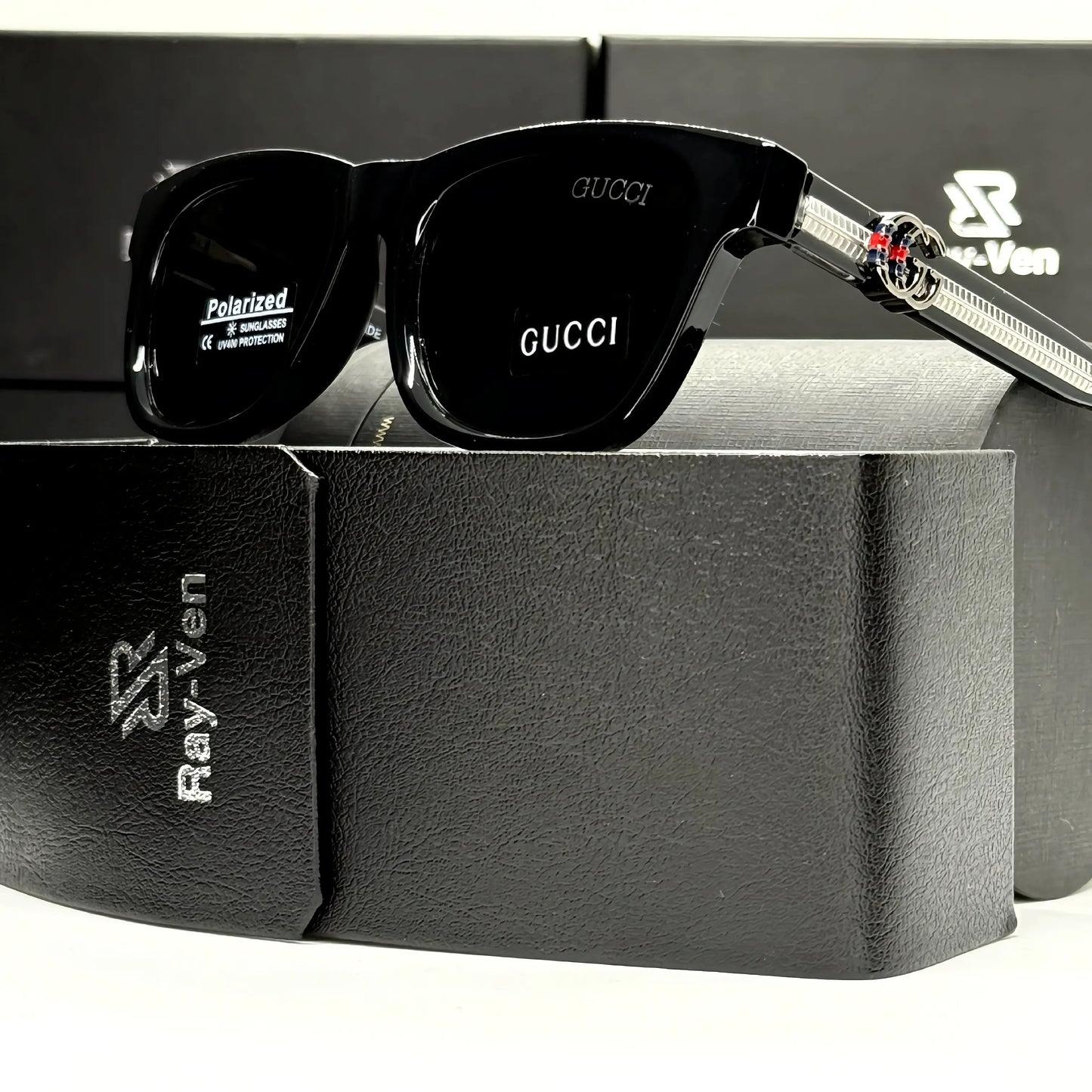Polarized Acetate Signature | نظارة شمسية مربع فاخرة - عدسات مستقطبة UV400 - إطار أسيتات بمفصلات مميزة #35