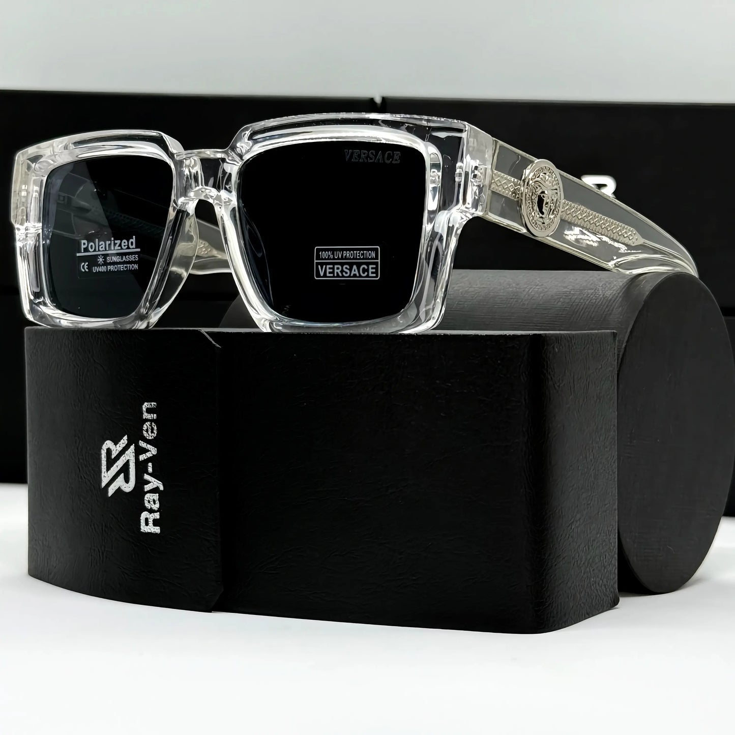 Polarized Bold Elite | نظارة شمسية مربع فاخرة - عدسات مستقطبة UV400 - إطار أسيتات بشعار جانبي مميز #39