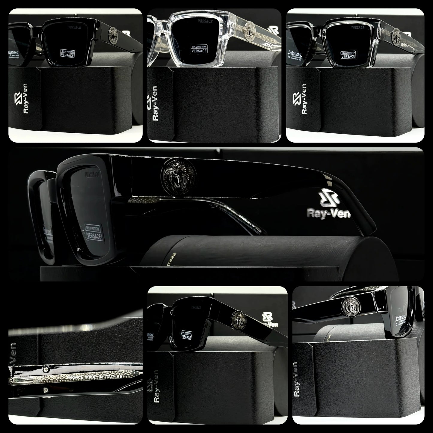 Polarized Bold Elite | نظارة شمسية مربع فاخرة - عدسات مستقطبة UV400 - إطار أسيتات بشعار جانبي مميز #39