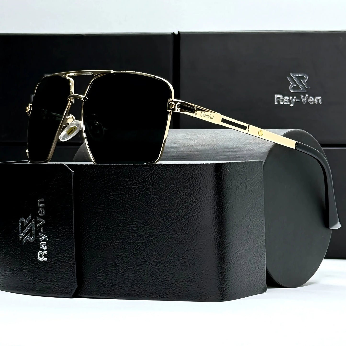 Prestige Classic Series | نظارة شمسية مربعة كلاسيكية - إطار معدني فاخر - عدسات UV400 مضادة للانعكاس #32