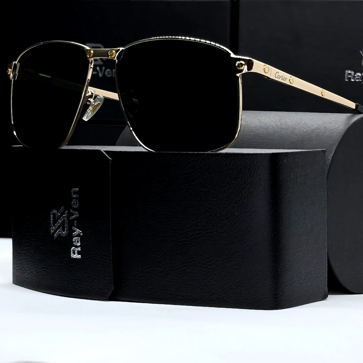 Signature Luxury Series | نظارة شمسية مربعة فاخرة - إطار معدني مميز - عدسات UV400 مضادة للانعكاس #31