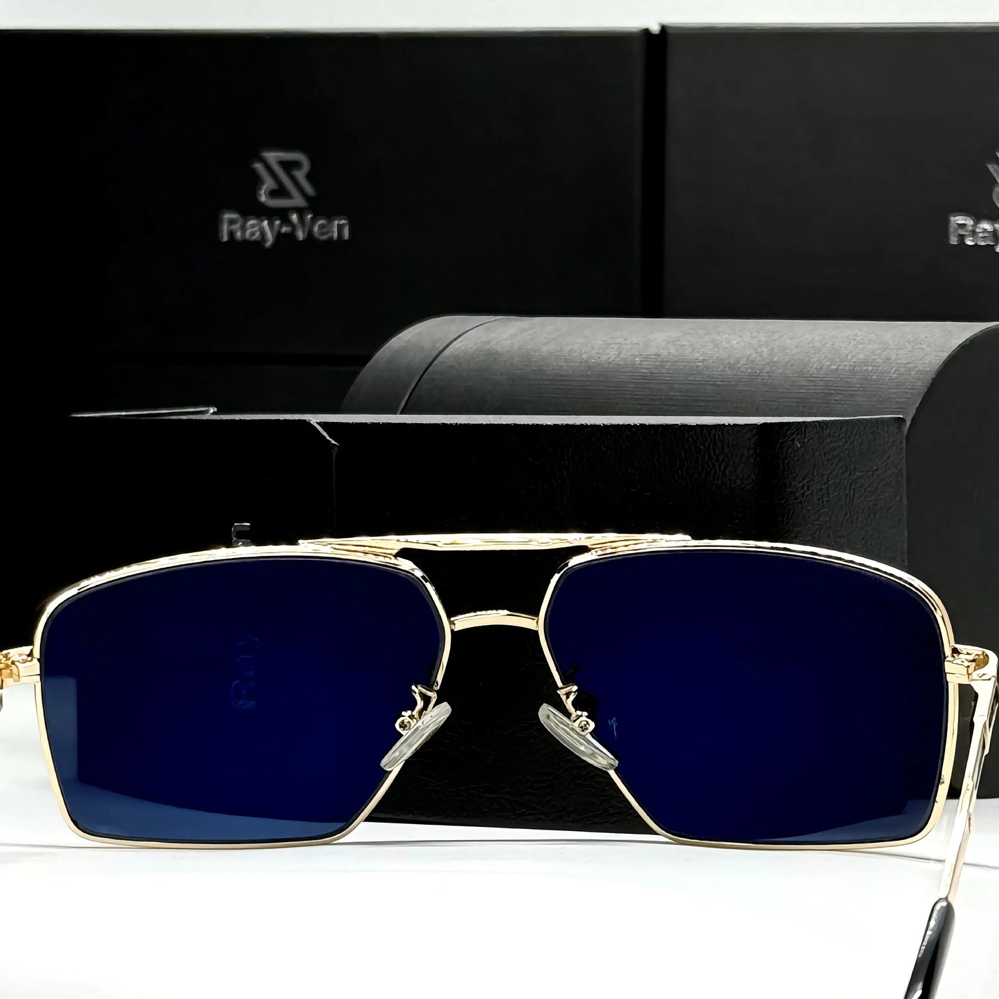 Prestige Classic Series | نظارة شمسية مربعة كلاسيكية - إطار معدني فاخر - عدسات UV400 مضادة للانعكاس #32