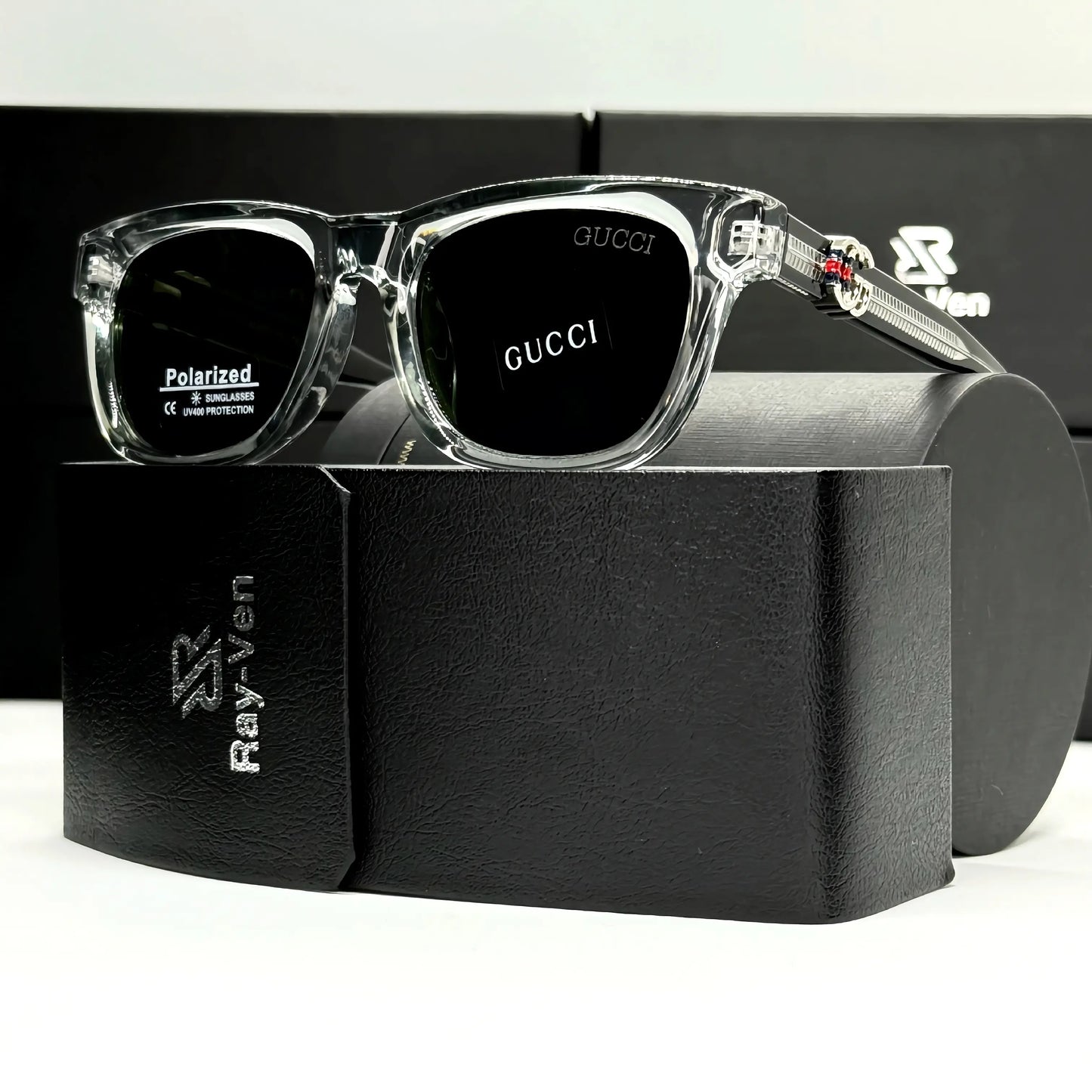 Polarized Acetate Signature | نظارة شمسية مربع فاخرة - عدسات مستقطبة UV400 - إطار أسيتات بمفصلات مميزة #35