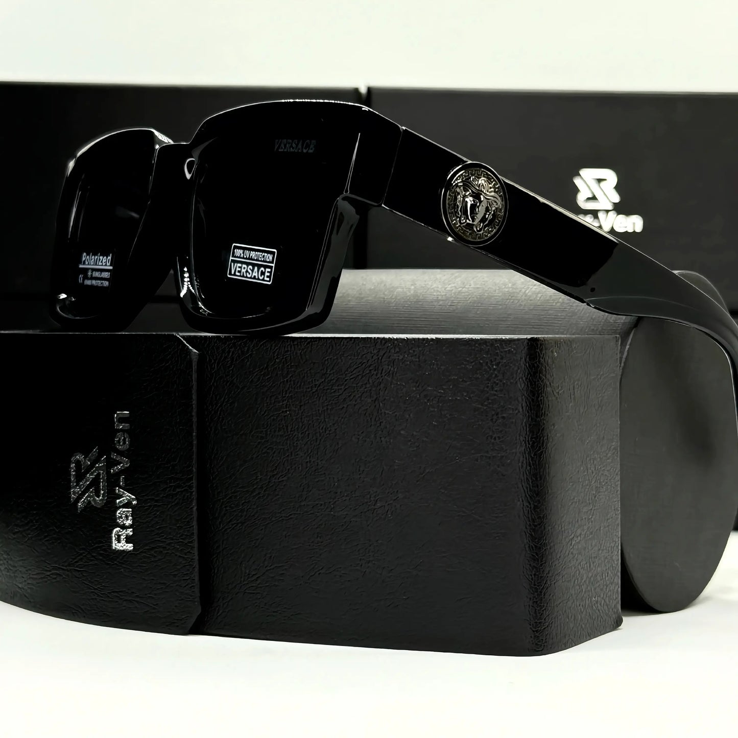 Polarized Bold Elite | نظارة شمسية مربع فاخرة - عدسات مستقطبة UV400 - إطار أسيتات بشعار جانبي مميز #39