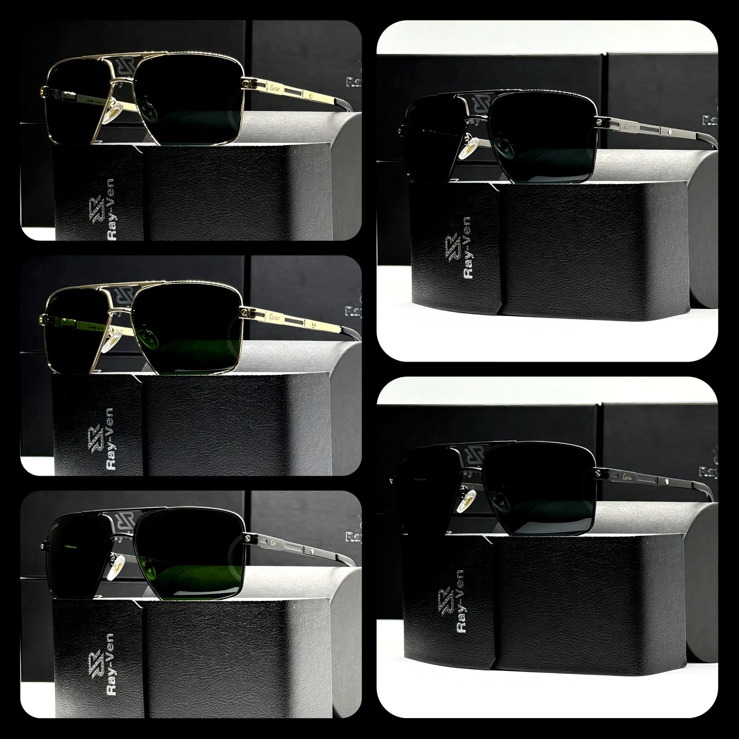 Prestige Classic Series | نظارة شمسية مربعة كلاسيكية - إطار معدني فاخر - عدسات UV400 مضادة للانعكاس #32