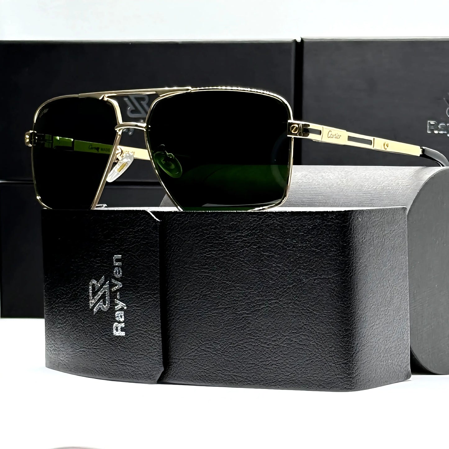 Prestige Classic Series | نظارة شمسية مربعة كلاسيكية - إطار معدني فاخر - عدسات UV400 مضادة للانعكاس #32