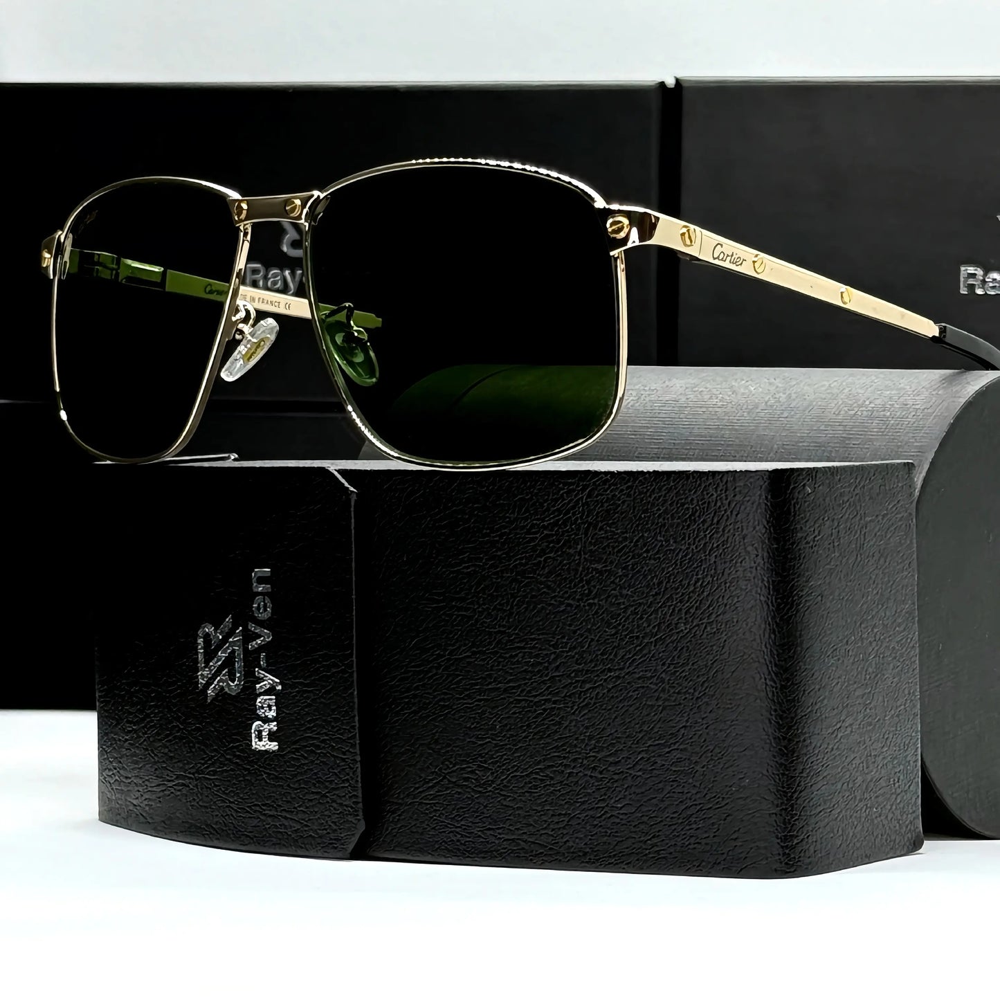 Signature Luxury Series | نظارة شمسية مربعة فاخرة - إطار معدني مميز - عدسات UV400 مضادة للانعكاس #31