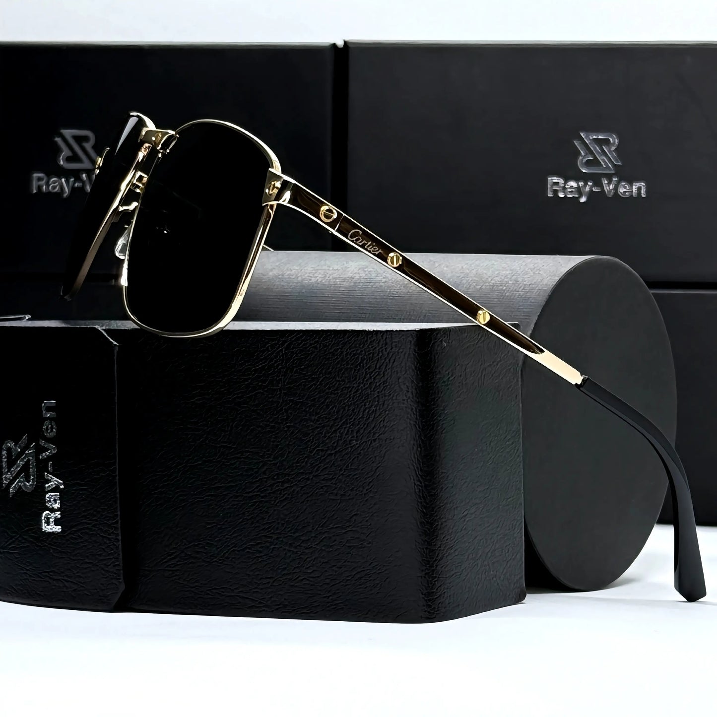 Signature Luxury Series | نظارة شمسية مربعة فاخرة - إطار معدني مميز - عدسات UV400 مضادة للانعكاس #31