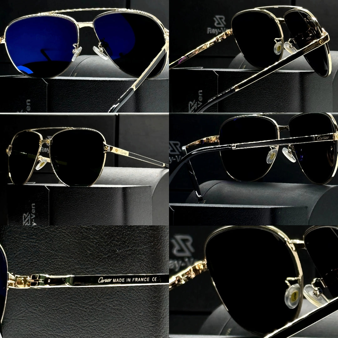 Premium, Luxury Feel | نظارة شمسية أفيتور إطار معدني ذهبي - عدسات UV400 مضادة للانعكاس #29