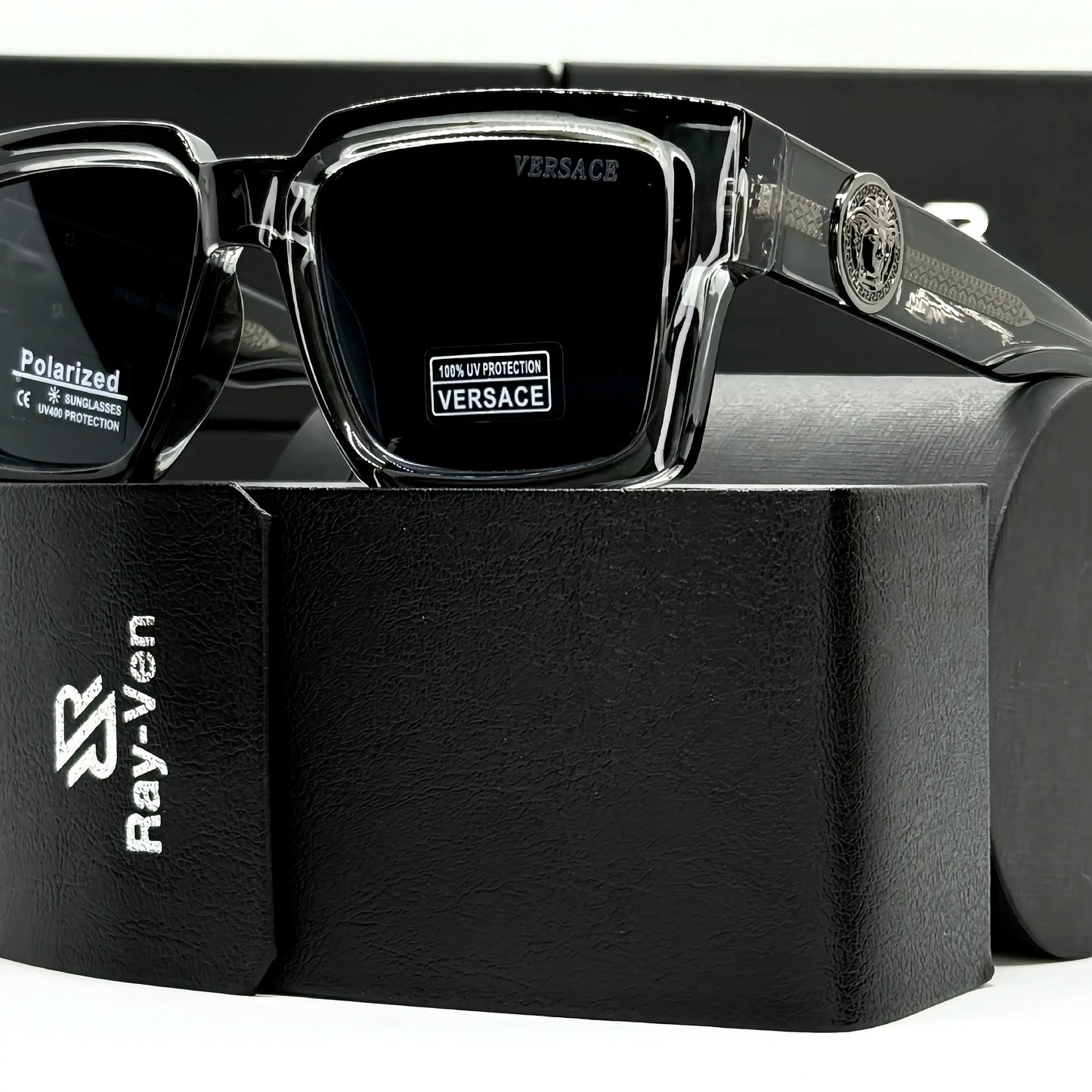 Polarized Bold Elite | نظارة شمسية مربع فاخرة - عدسات مستقطبة UV400 - إطار أسيتات بشعار جانبي مميز #39