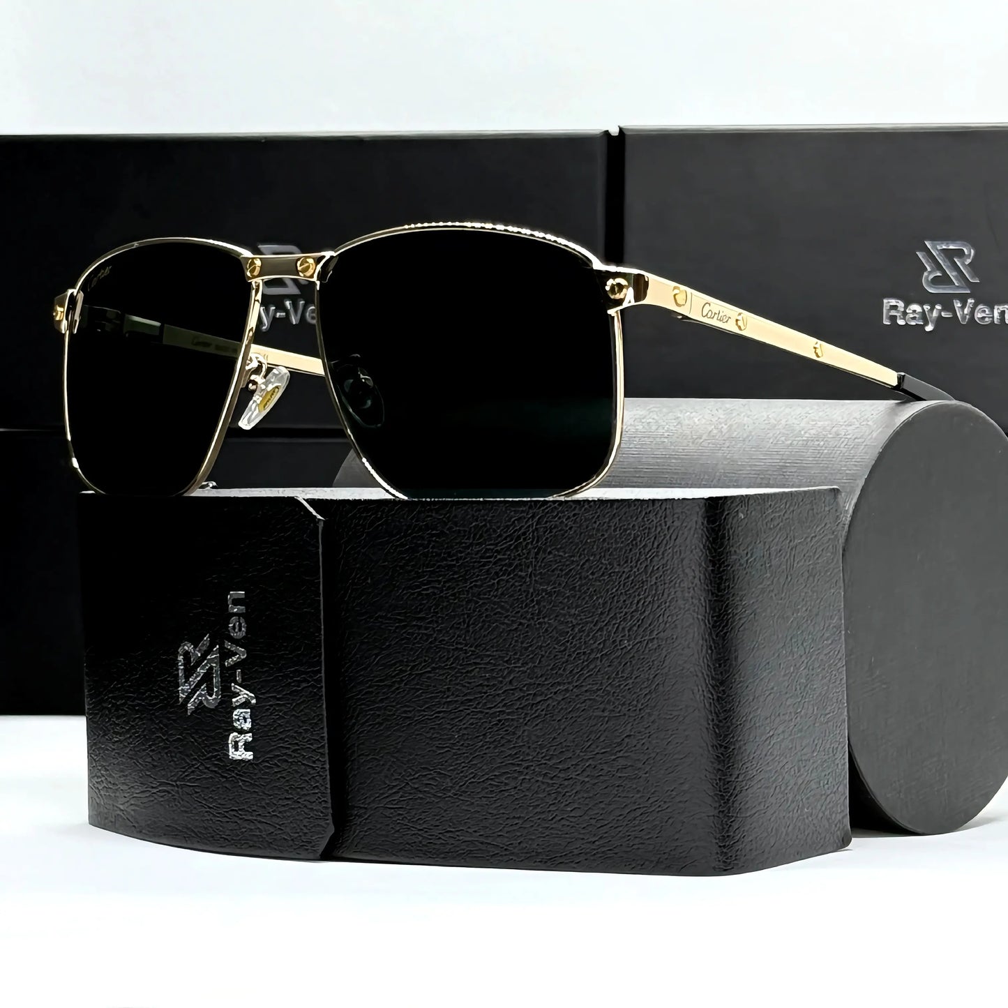 Signature Luxury Series | نظارة شمسية مربعة فاخرة - إطار معدني مميز - عدسات UV400 مضادة للانعكاس #31
