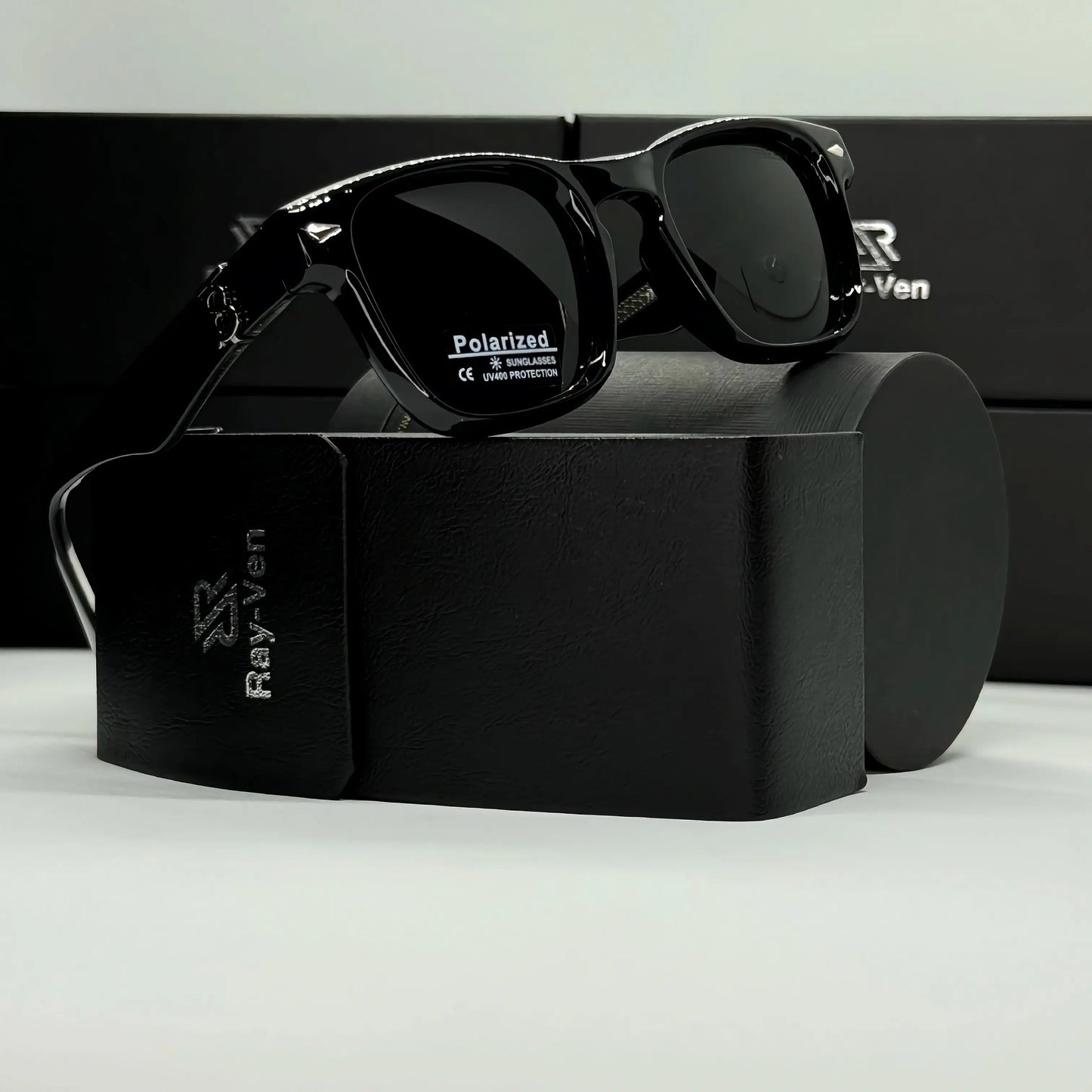 Polarized Premium Icon | نظارة شمسية مربع فاخرة - عدسات مستقطبة UV400 - إطار أسيتات بمفصلات مميزة #38