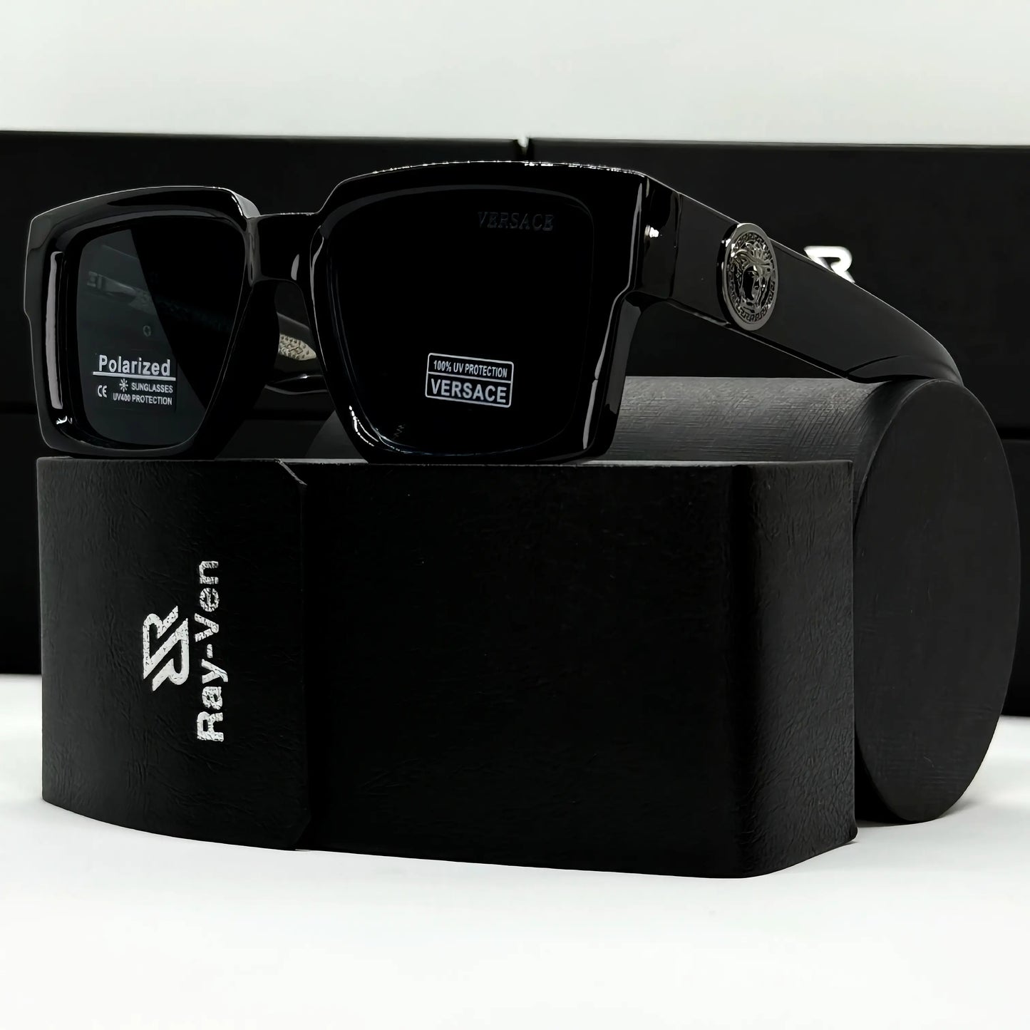 Polarized Bold Elite | نظارة شمسية مربع فاخرة - عدسات مستقطبة UV400 - إطار أسيتات بشعار جانبي مميز #39