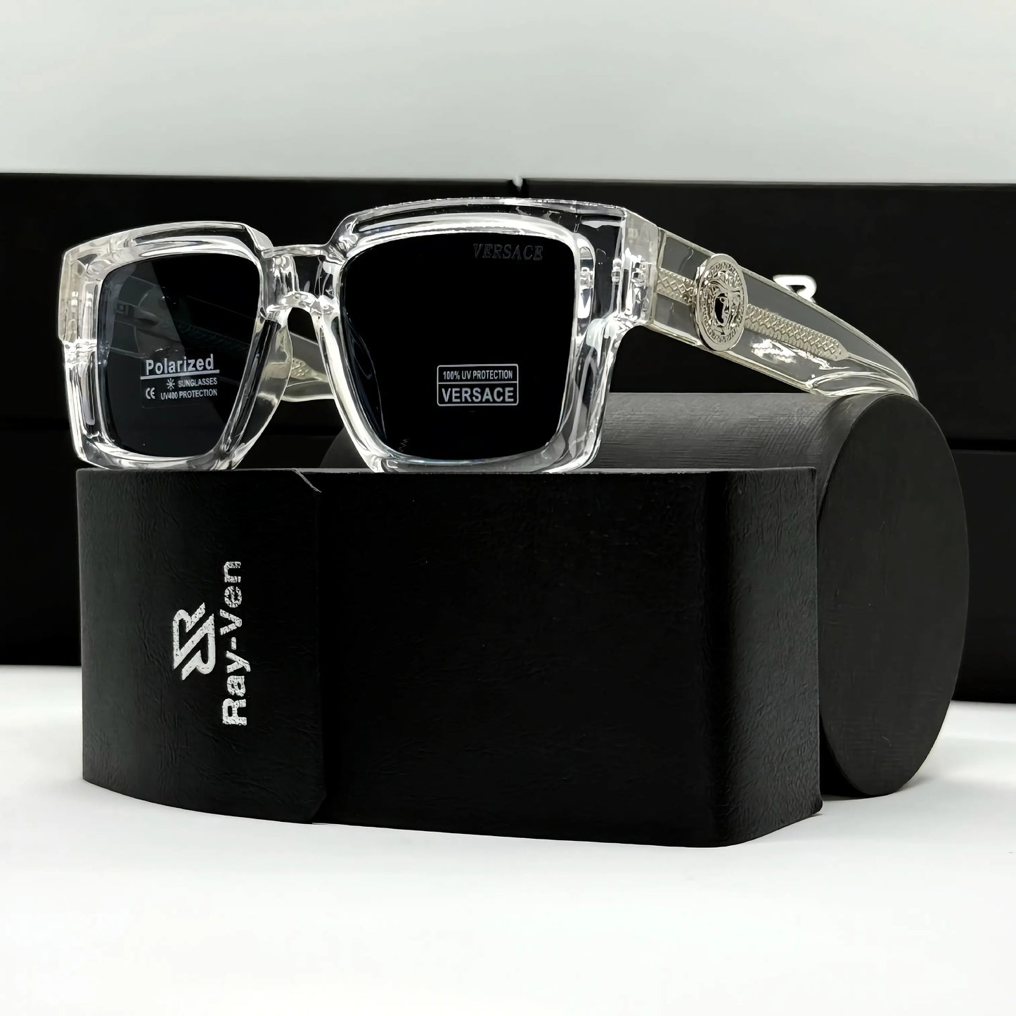 Polarized Bold Elite | نظارة شمسية مربع فاخرة - عدسات مستقطبة UV400 - إطار أسيتات بشعار جانبي مميز #39