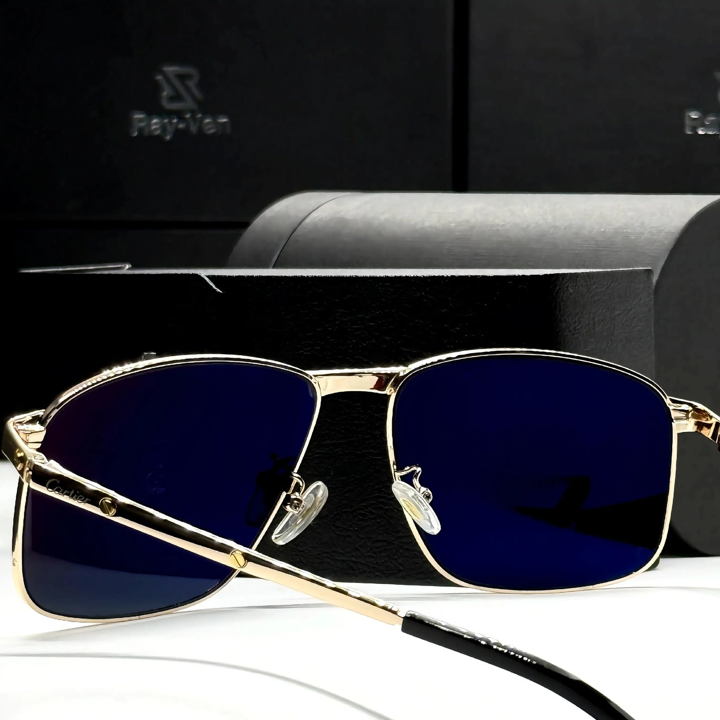 Signature Luxury Series | نظارة شمسية مربعة فاخرة - إطار معدني مميز - عدسات UV400 مضادة للانعكاس #31