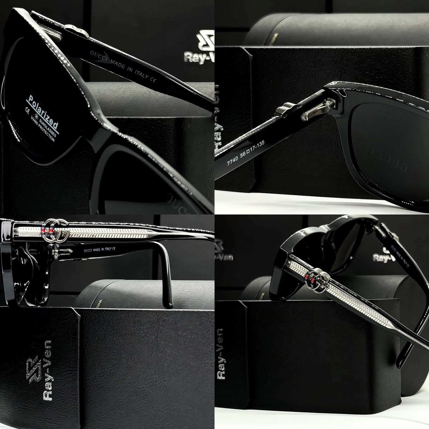 Polarized Acetate Signature | نظارة شمسية مربع فاخرة - عدسات مستقطبة UV400 - إطار أسيتات بمفصلات مميزة #35
