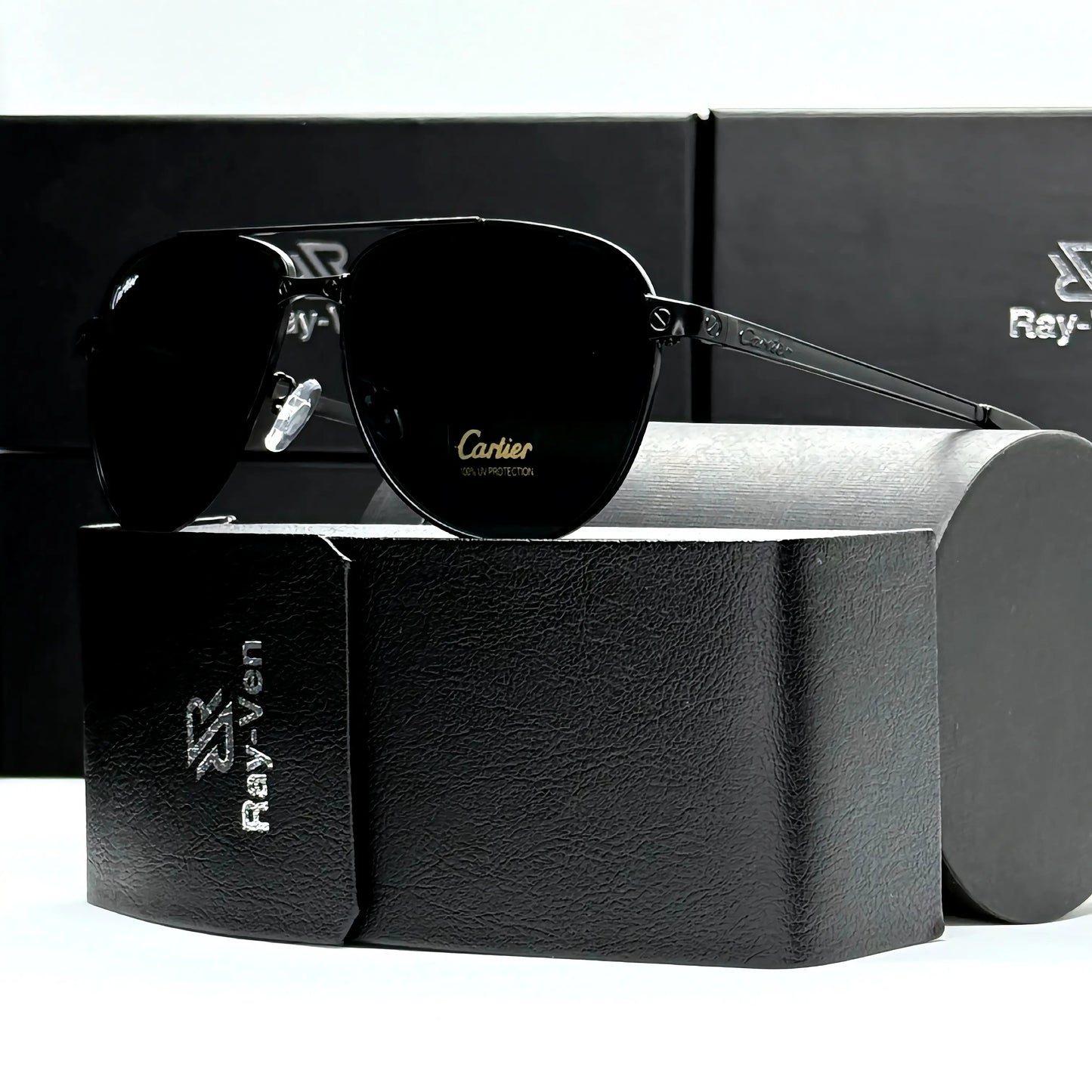Black Diamond Elite | نظارة شمسية أفيتور حصرية - إطار أسود فاخر - عدسات UV400 زرقاء مضادة للانعكاس #33