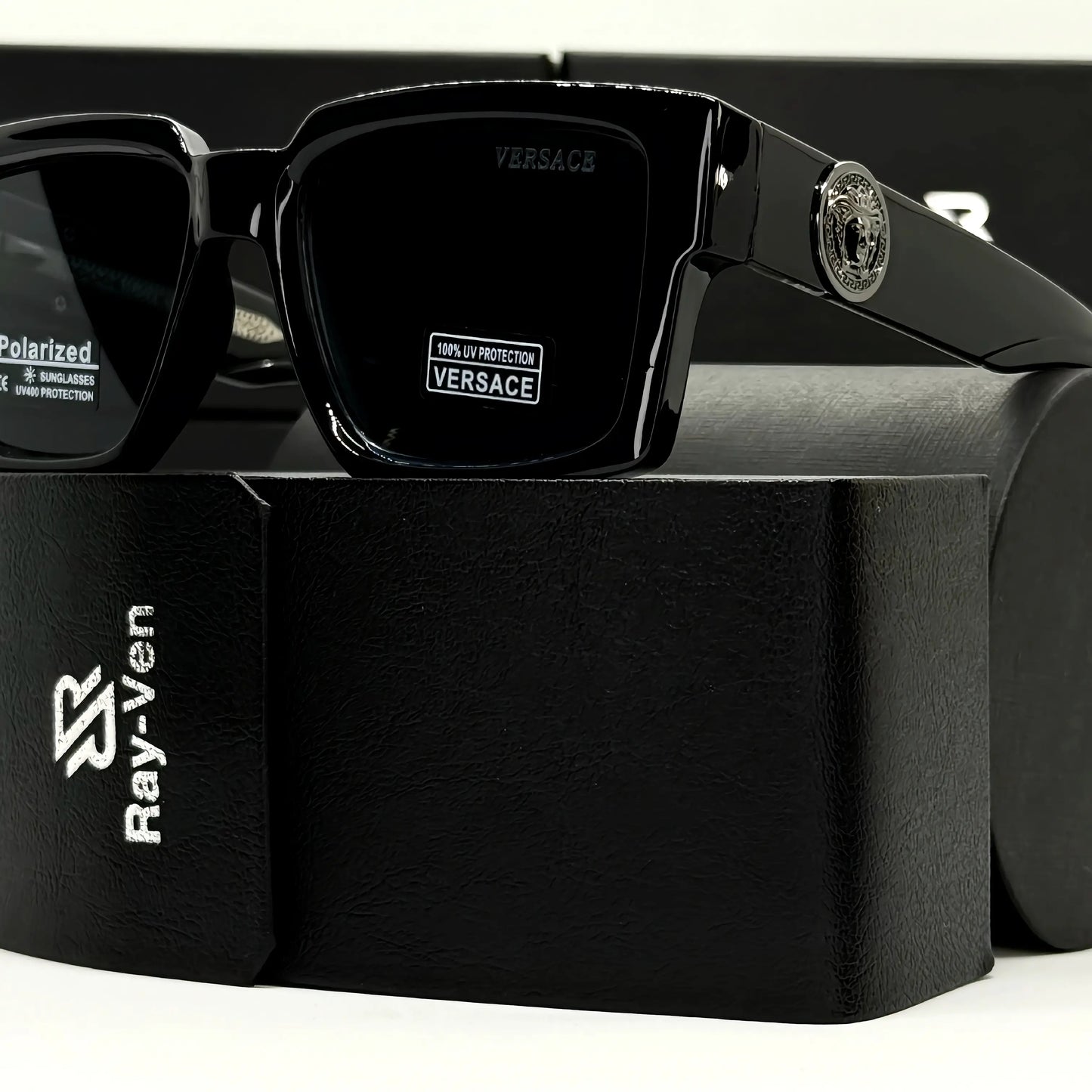 Polarized Bold Elite | نظارة شمسية مربع فاخرة - عدسات مستقطبة UV400 - إطار أسيتات بشعار جانبي مميز #39